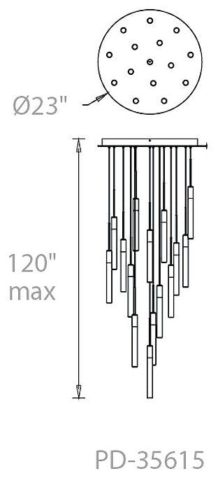 Modern Forms PD-35615 Magic 15 Light 23"W LED Multi Light Pendant - BlackBy Modern Forms