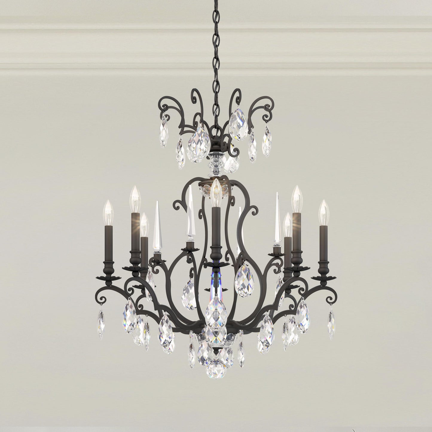 Renaissance Nouveau 32x31" 8-Light Traditional Chandelier, BlackBy Schonbek