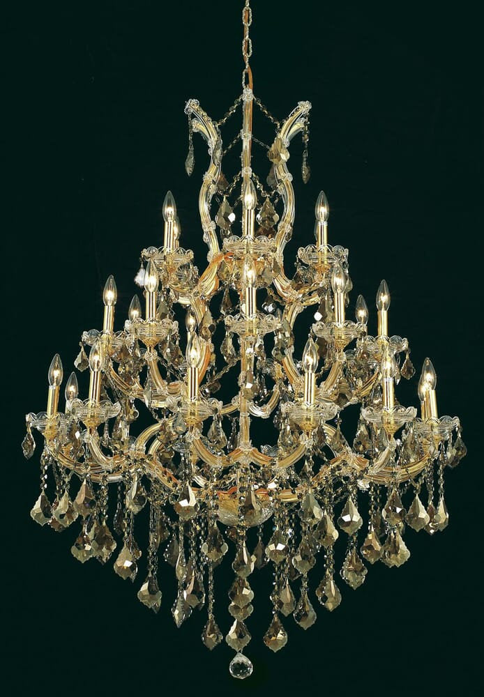 Elegant 2800D38G-GT/RC Maria Theresa 28-Light Gold Chandelier Golden TeakBy Elegant Furniture & Lighting
