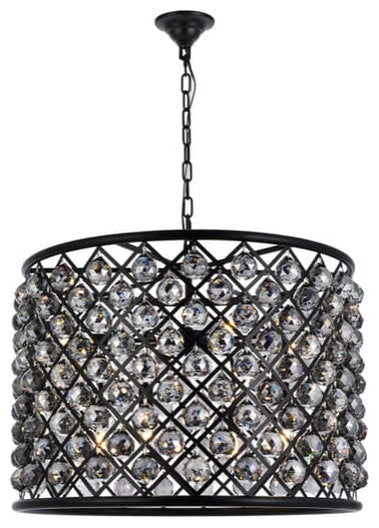 Elegant 1206D27MB-SS/RC Madison 8-Light Matte Black Chandelier Silver ShadeBy Elegant Furniture & Lighting