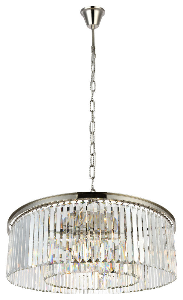 Sydney 10-Light Pendant, Polished Nickel With Clear Royal Cut CrystalBy Elegant Furniture & Lighting