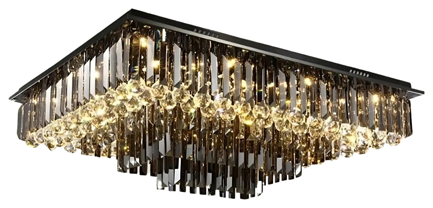 Gio Rectangular Crystal Ceiling Chandelier, 40"By Morsale.com