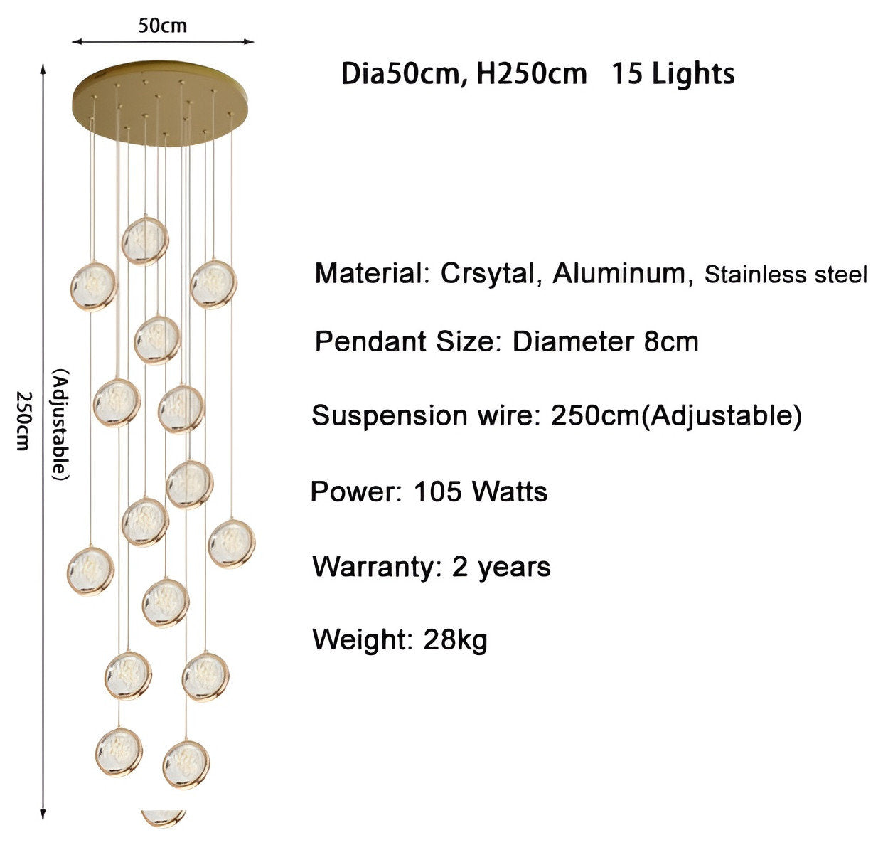 Corniglia | Staircase Crystal Chandelier, 15 LightsBy Miron Demid LLC