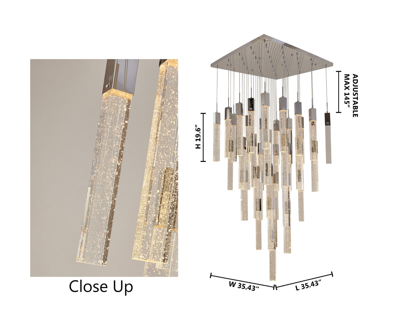 Crystal Cascade Multi-Light Pendant, ChromeBy Design Living