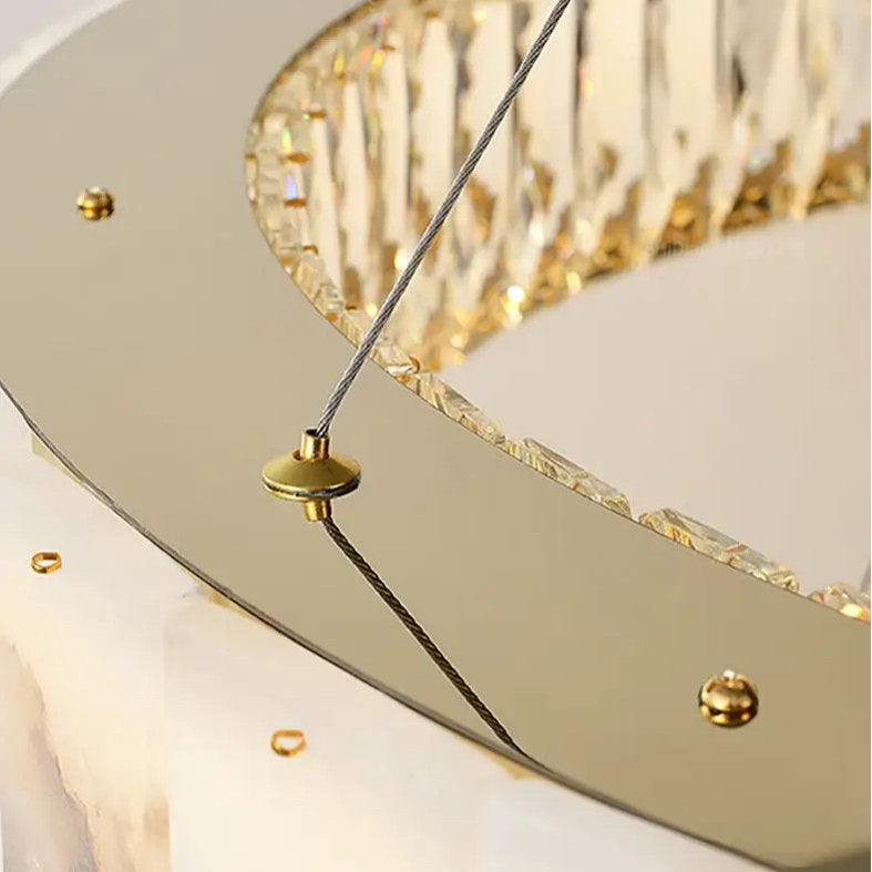 Natural Marble & Crystal Chandelier, 40"By MORSALE