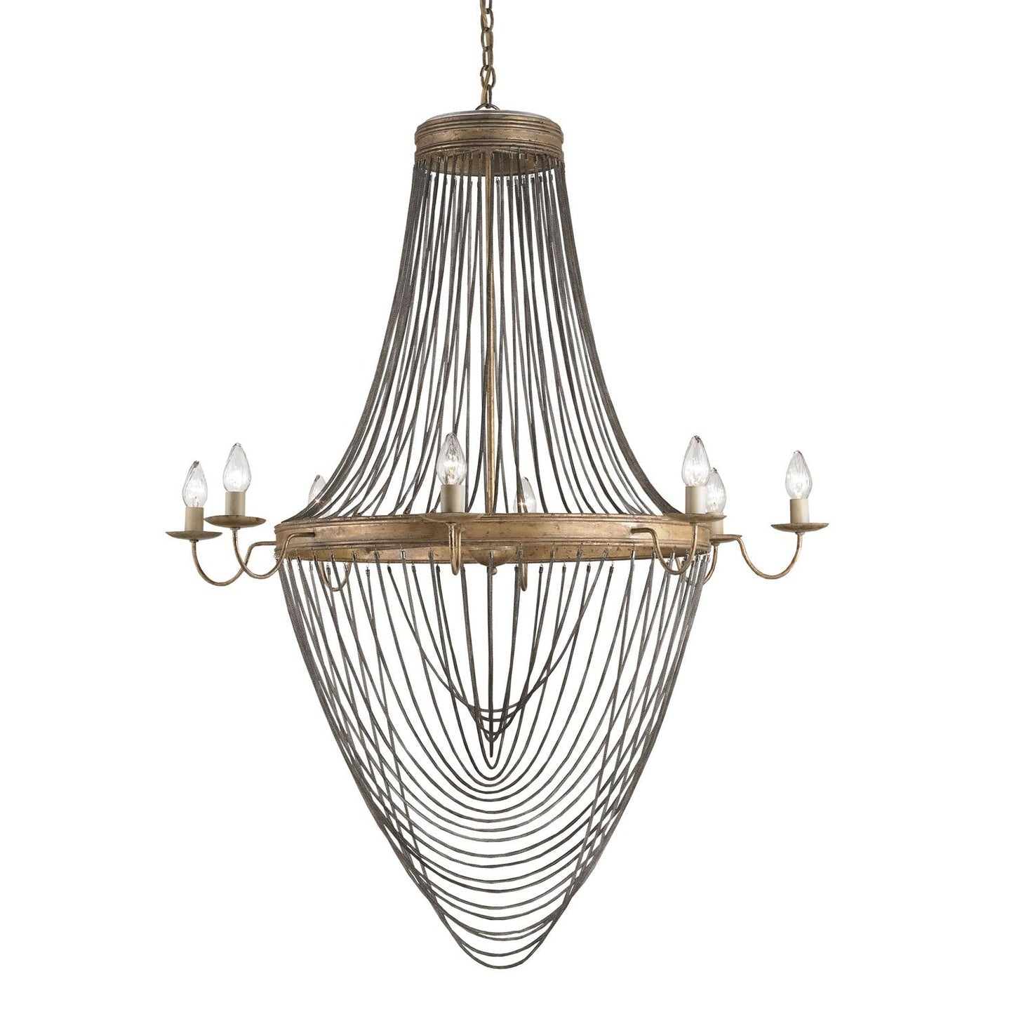Lucien French Gold Leaf 46-Inch Eight-Light Chandelier