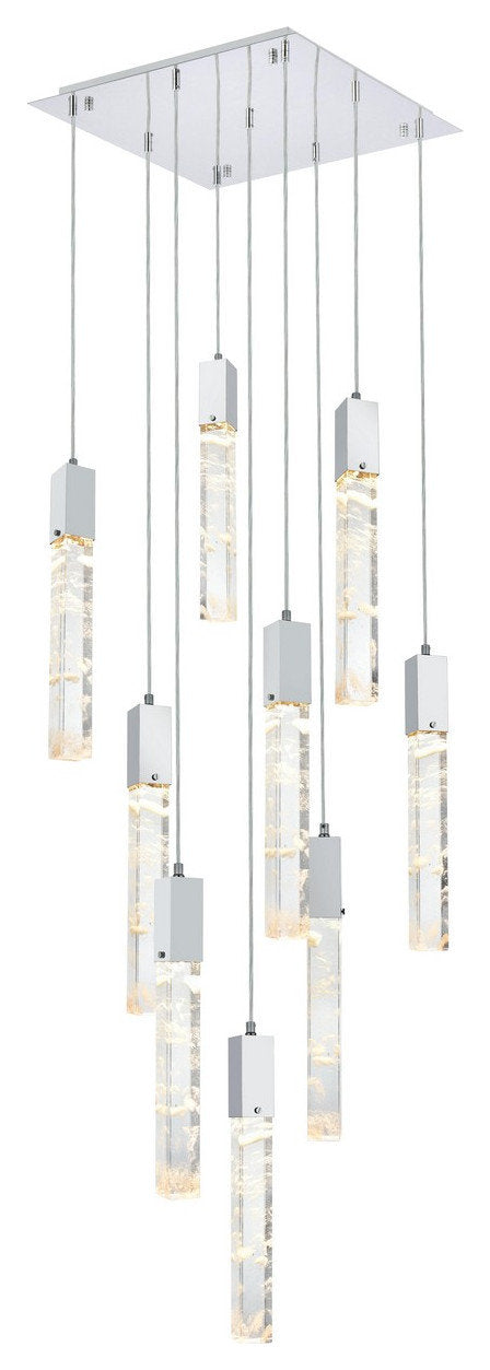 Aurora Nine Light Pendant in Chrome And ClearBy Elegant Furniture & Lighting