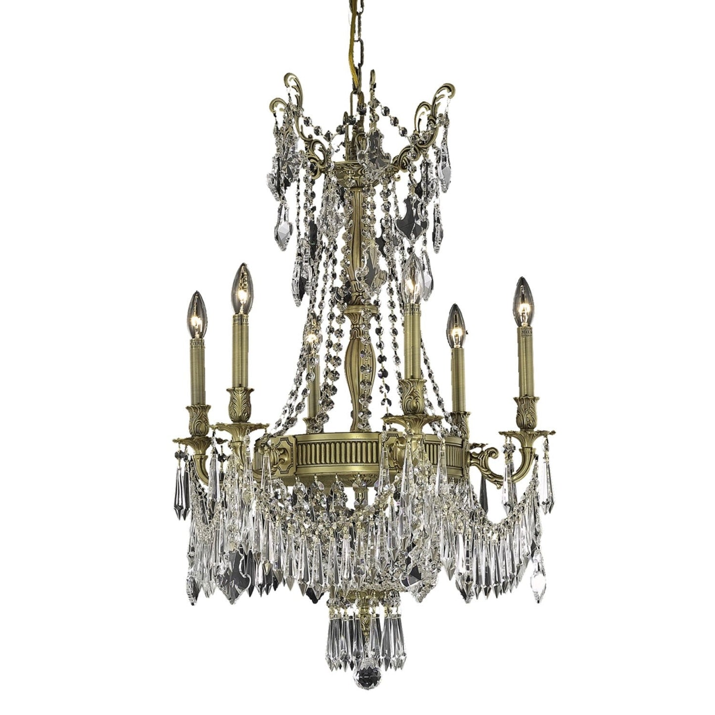 Esperanza French Gold Nine-Light 22-Inch Chandelier with Royal Cut Clear Crystal