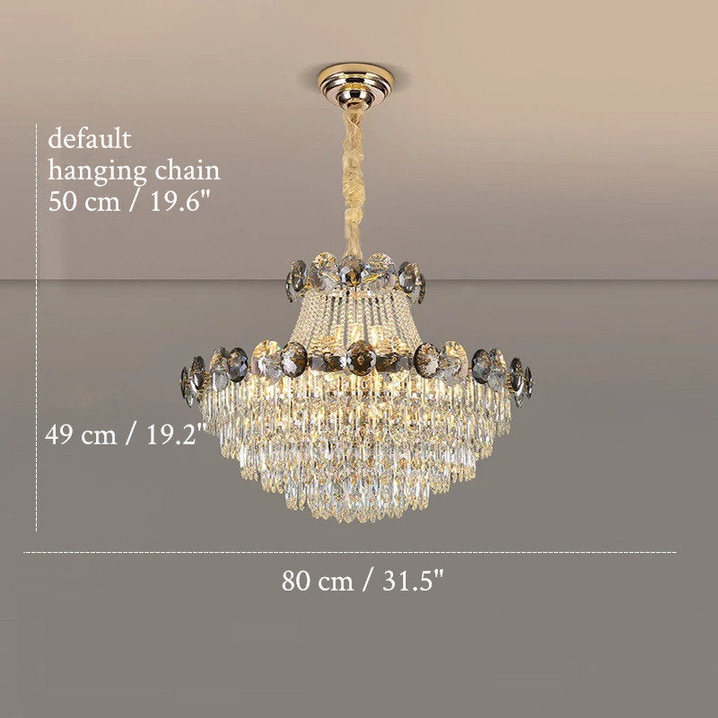 European Chic Round Crystal Chandelier, Dia31.5 X H19.3", Warm LightBy Miron Demid LLC