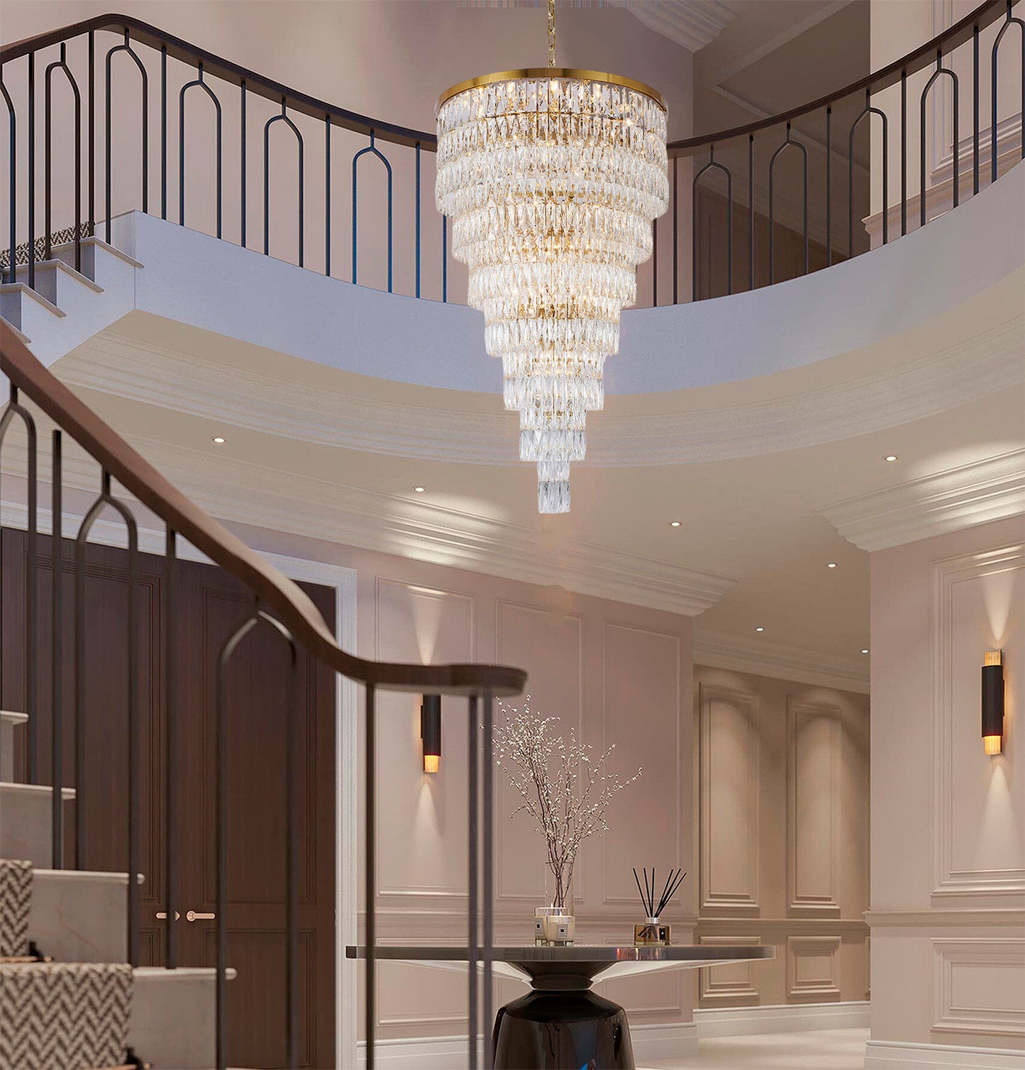 32"D 39-Light Gold Crystal ChandelierBy Design Living