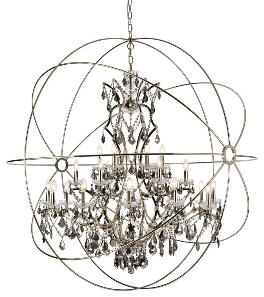 Elegant 1130G60PN-SS/RC Geneva 25-Light Polished Nickel Chandelier Silver ShadeBy Elegant Furniture & Lighting