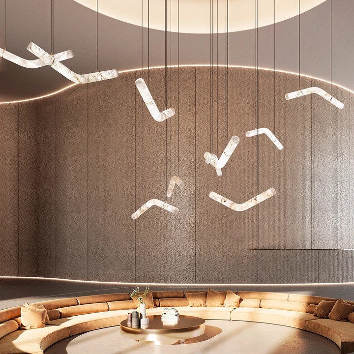 Alabaster Infinity Pendant Lamps, Style ABy Akari Lanterns