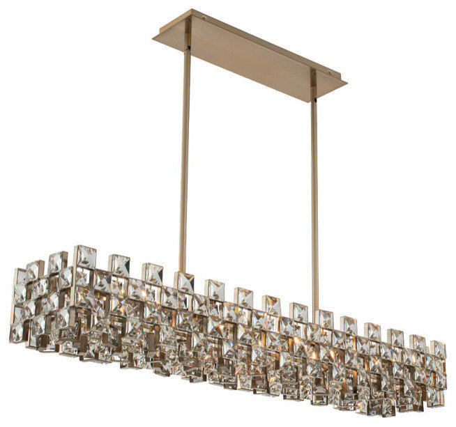 Allegri 036661-FR001 Piazze 8 Light 45"W Crystal Linear - Brushed ChampagneBy Allegri Crystal by Kalco Lighting