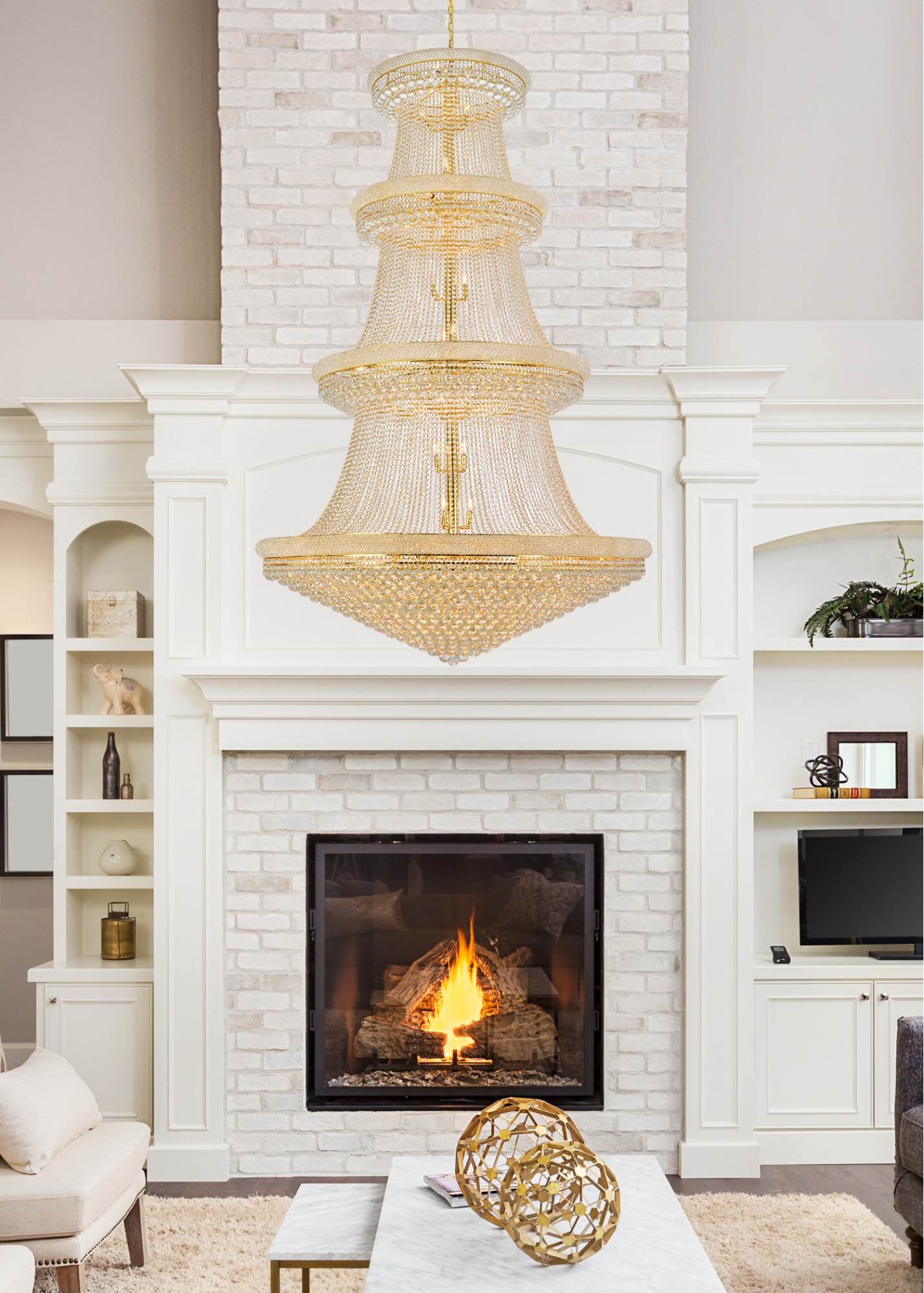 Elegant Lighting V1800G62/RC Primo 56 Light 62"W Crystal Empire - ChromeBy Elegant Furniture & Lighting