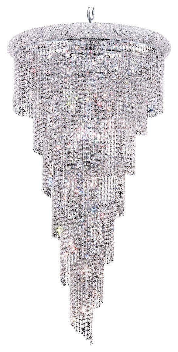 Spiral 22-Light Chandelier, Chrome With Clear Royal Cut CrystalBy Elegant Furniture & Lighting