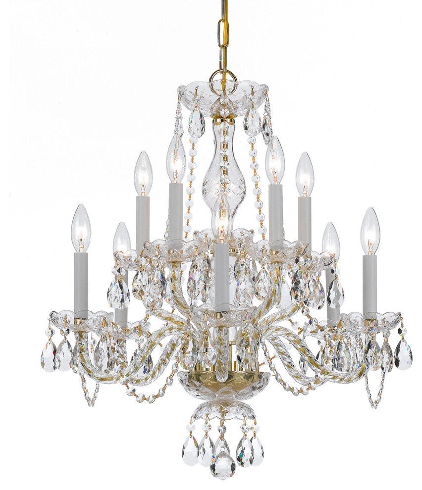 Traditional Crystal 10 Light Clear Swarovski Strass Crystal Brass ChandelierBy Crystorama Lighting