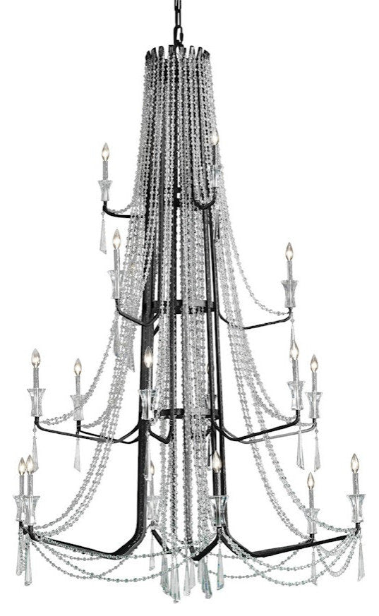 Varaluz Barcelona 18 Light 4 Tier Chandelier, Onyx/Clear, 270C18OXBy Varaluz