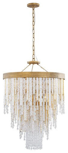 Lafayette 7-Light Crystal Chandelier in Havana Gold and Gold Leaf an White WasBy Varaluz