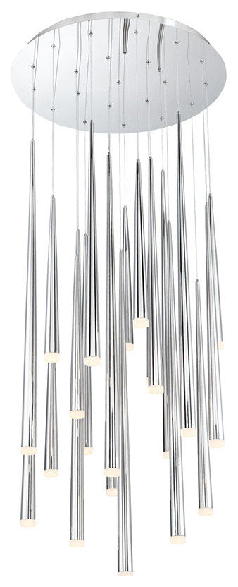 Cascade LED 21-Light Etched Glass Round Chandelier 3500K, Polished NickelBy Modern Forms