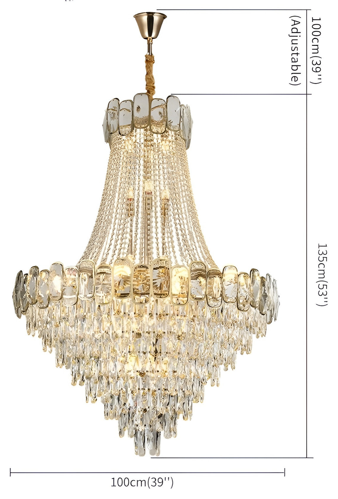 Roure | Large Classic Luxury Staircase Crystal Chandelier, 31.5"By Miron Demid LLC