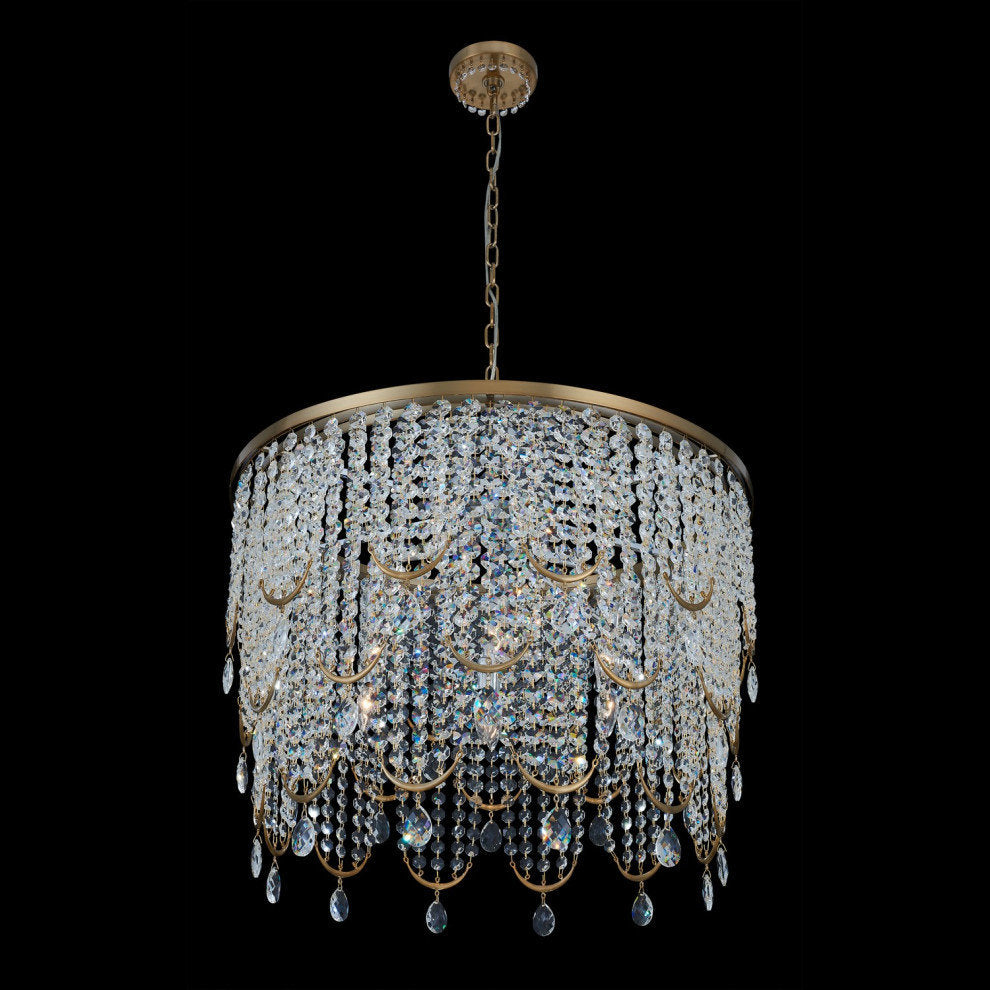 Winter Brass Seven Light Pendant from the Vezzo CollectionBy Allegri Crystal by Kalco Lighting