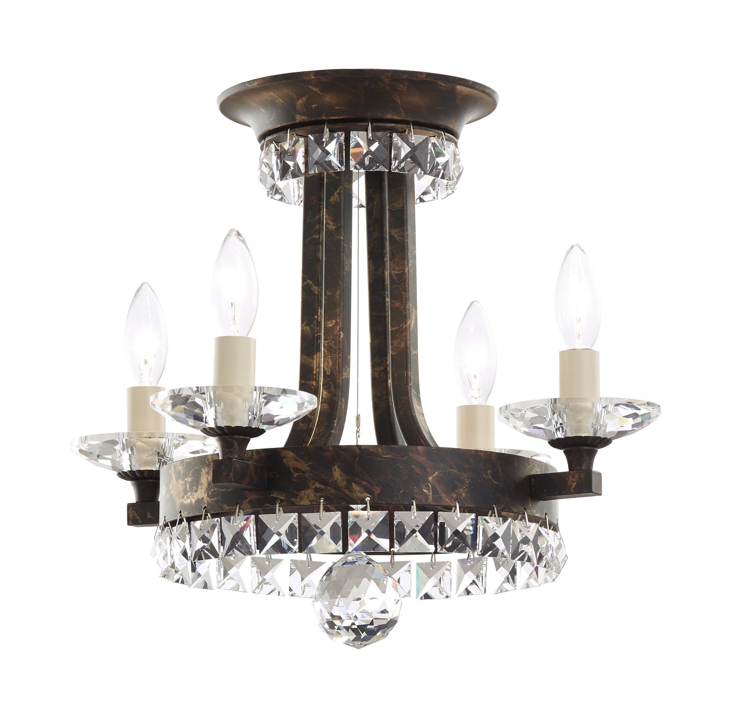 Schonbek Er1201N-76H 4 Light Crystal Semi-Flush, Heirloom BronzeBy Schonbek