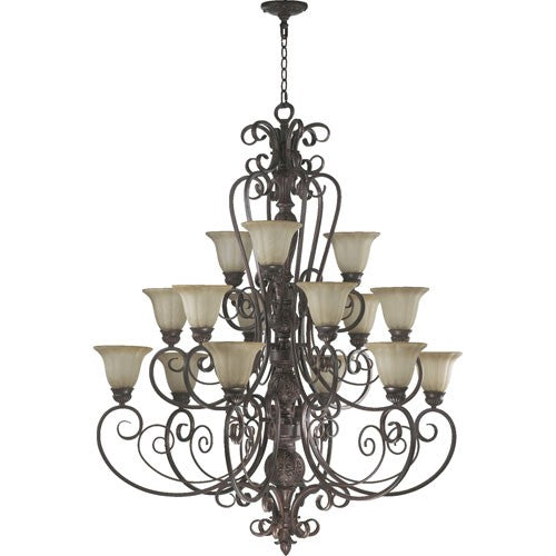 Fifteen-Light Gilded Bronze Chandelier