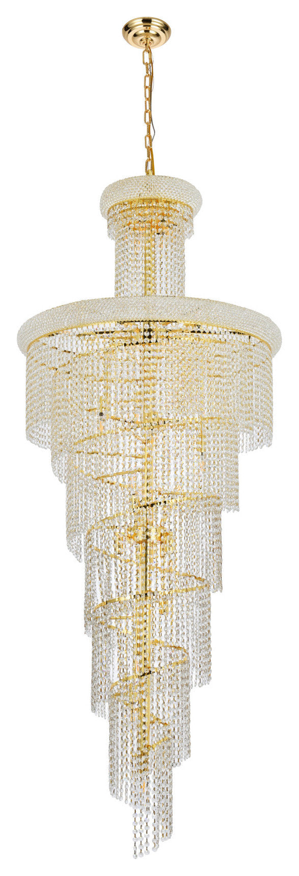Elegant Lighting V1800SR30/RC Spiral 28 Light 30"W Crystal - GoldBy Elegant Furniture & Lighting