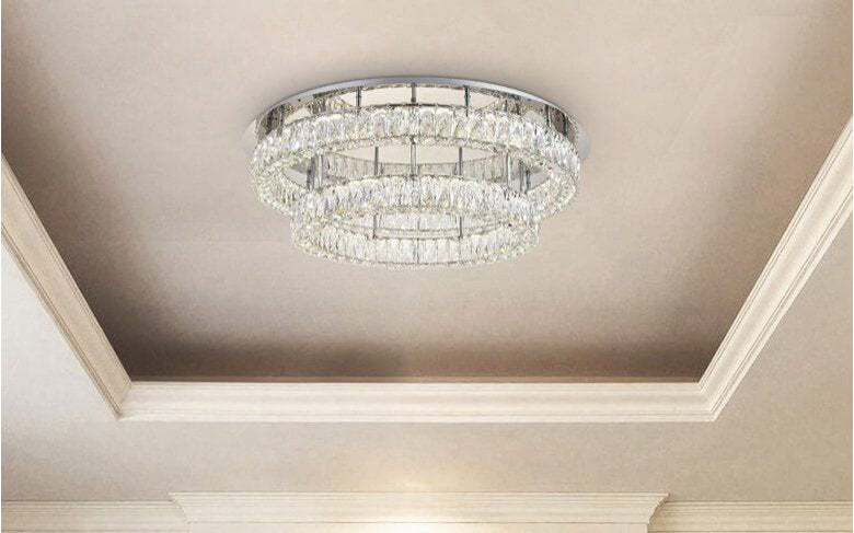 Elegant Lighting Monroe 34" LED Crystal Flush Mount, ChromeBy Elegant Furniture & Lighting