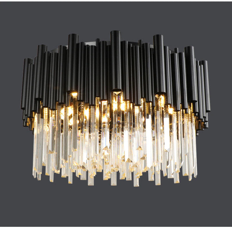 Vigo Flush Mount Crystal Chandelier, Diameter 32"By MORSALE