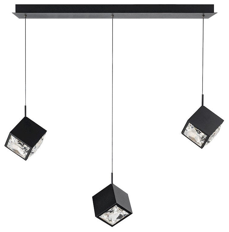 dweLED Ice Cube 3-Light Linear Multi LED Pendant 27-30-35-40K, BlackBy WAC Lighting