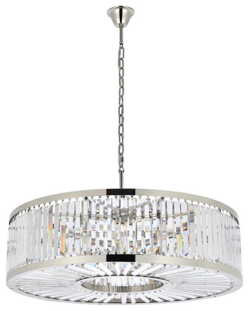 Elegant Lighting 1233G43/RC Chelsea 10 Light 44"W Crystal Drum - PolishedBy Elegant Furniture & Lighting