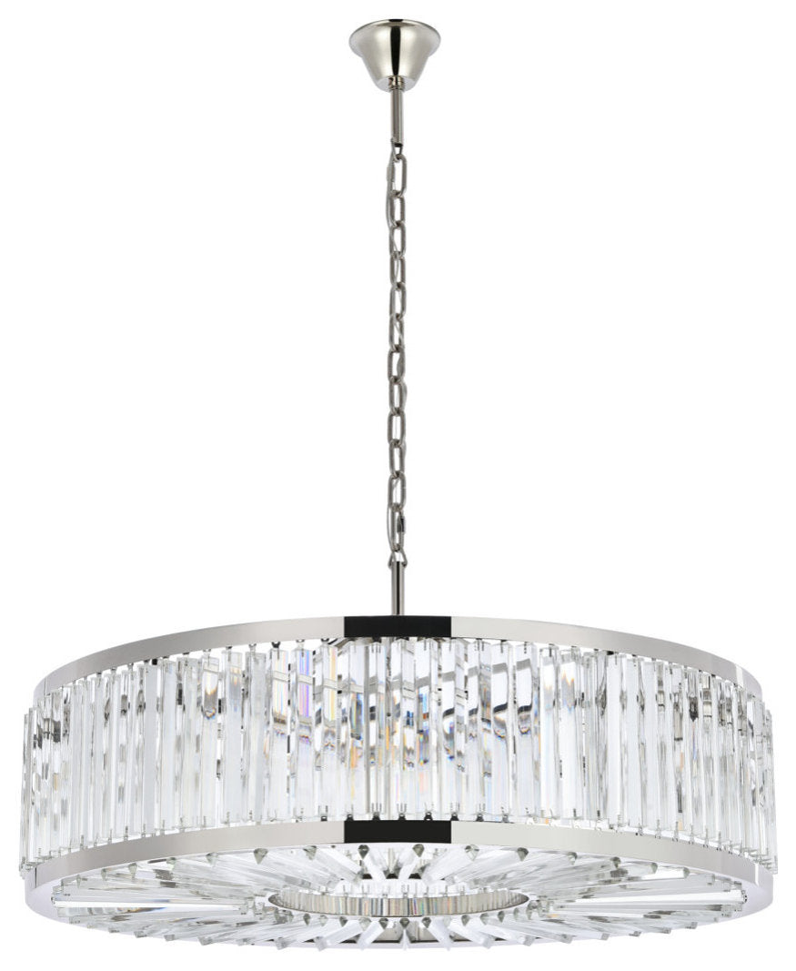 Elegant Lighting 1203G43/RC Chelsea 10 Light 44"W Crystal Drum - Matte BlackBy Elegant Furniture & Lighting