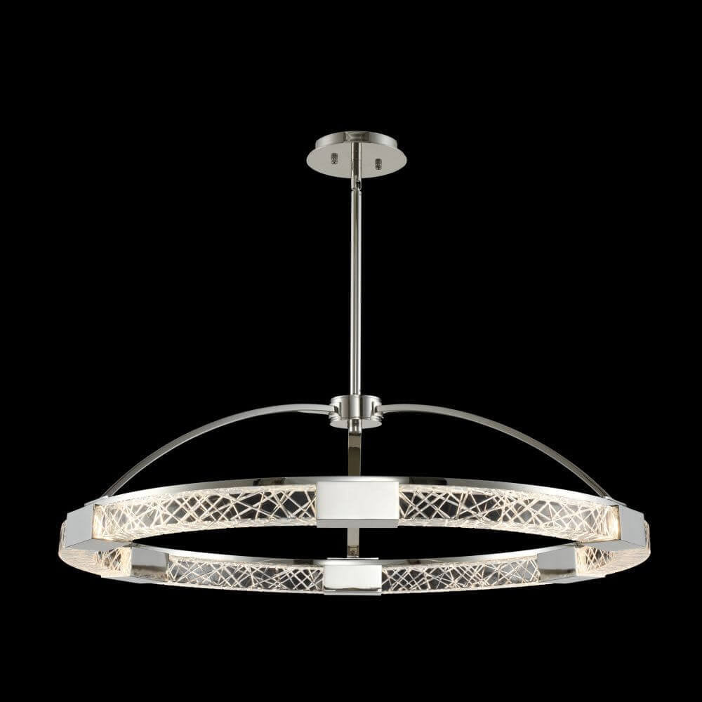 Allegri Athena 32" LED Pendant, Polished Nickel With Firenze CrystalBy Allegri Crystal by Kalco Lighting