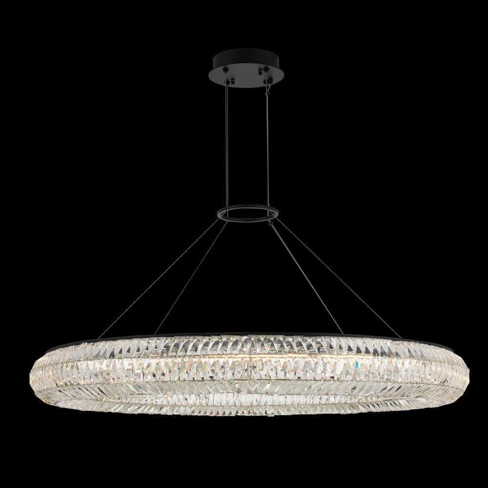 Tamburo 48x6" 1-Light Contemporary Large Pendants, Matte Black/Polished ChromeBy Allegri Crystal by Kalco Lighting