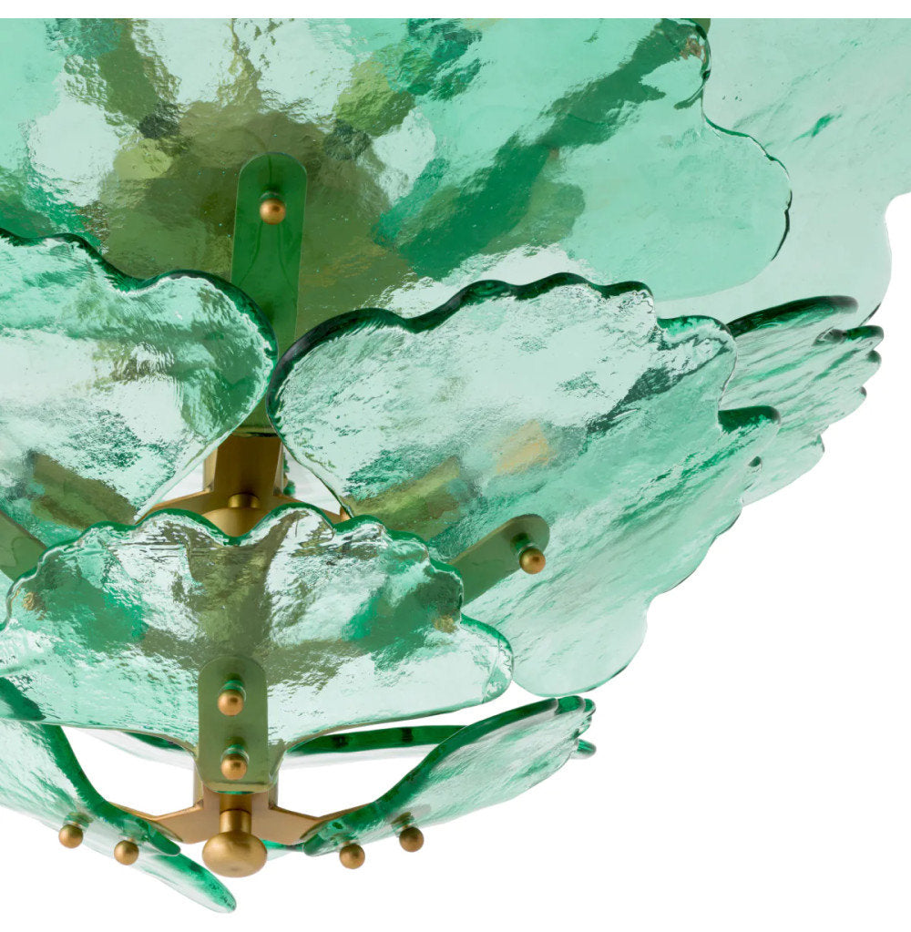 Glass Petals Chandelier, Eichholtz Florina, Green GlassBy OROA - Furniture