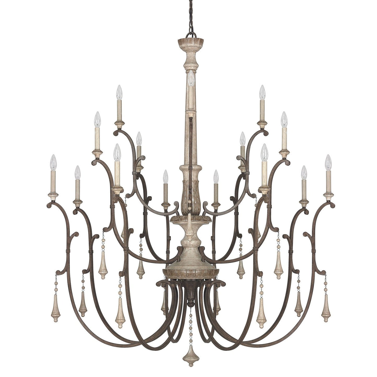 Fixture Company Chateau French Oak Sixteen-Light Chandelier