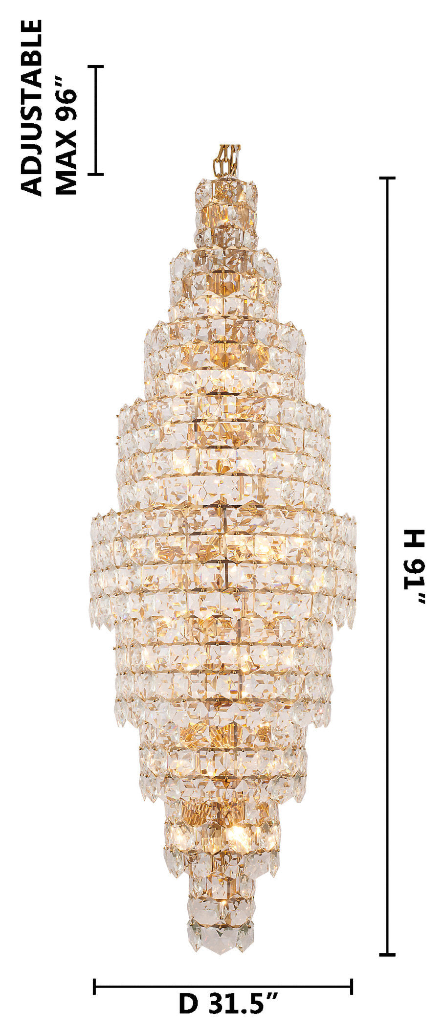 9 Tier Gold Crystal ChandelierBy Design Living