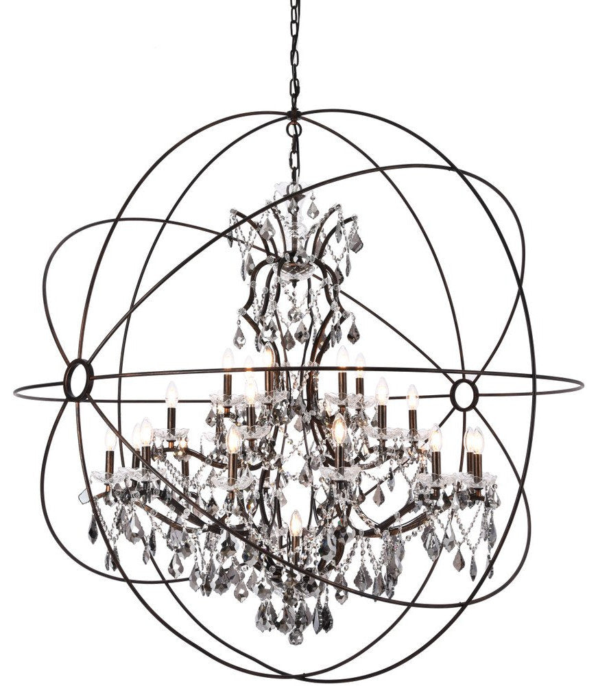 Elegant 1130G60DB-SS/RC Geneva 25-Light Dark Bronze Chandelier Silver ShadeBy Elegant Furniture & Lighting