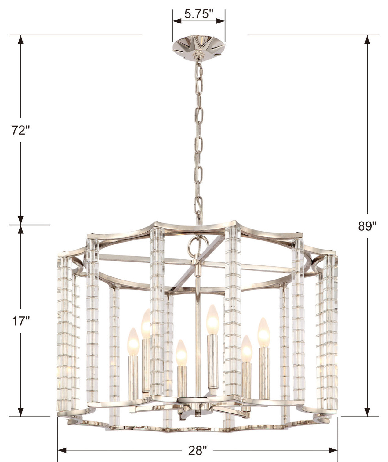 Crystorama Lighting Group 8856 Carson 6 Light 28"W Crystal - Polished NickelBy Crystorama Lighting