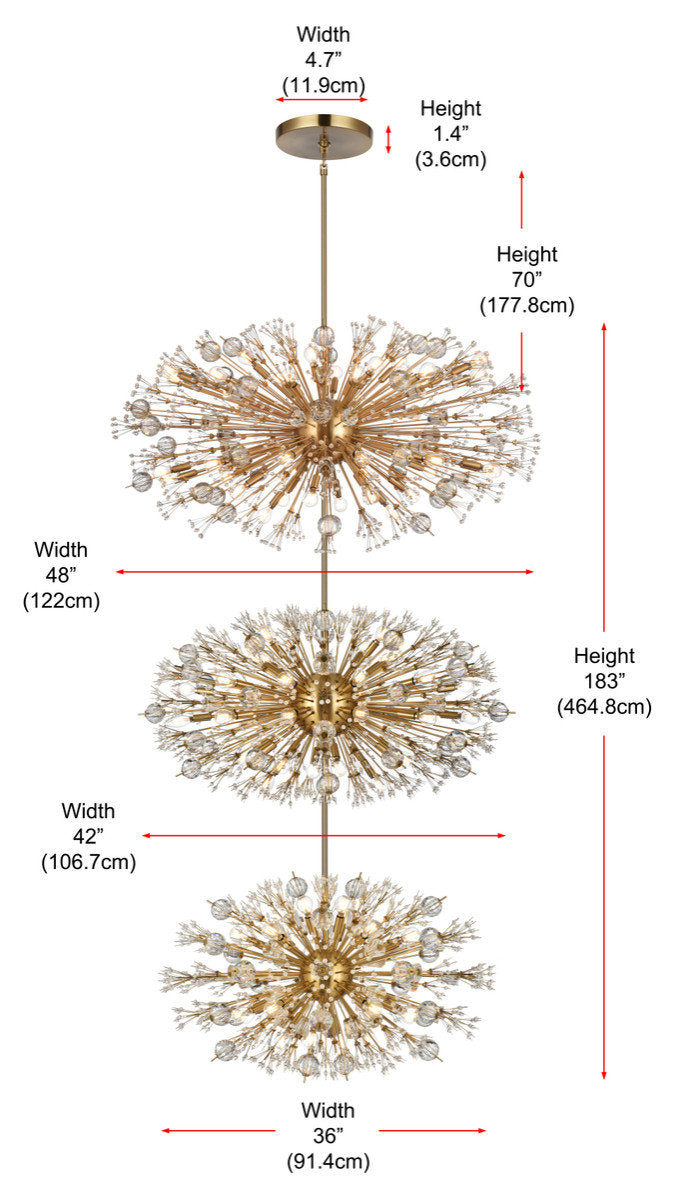 Elegant Lighting 50" Three Tiers Crystal Starburst ChandelierBy Elegant Furniture & Lighting
