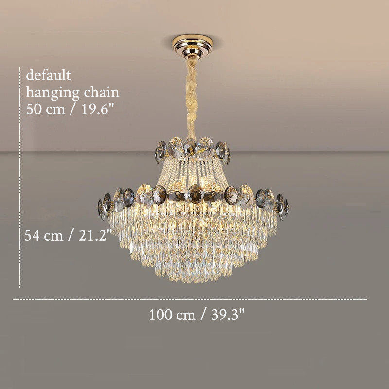 European Chic Round Crystal Chandelier, Dia39.4 X H21.3", Warm LightBy Miron Demid LLC