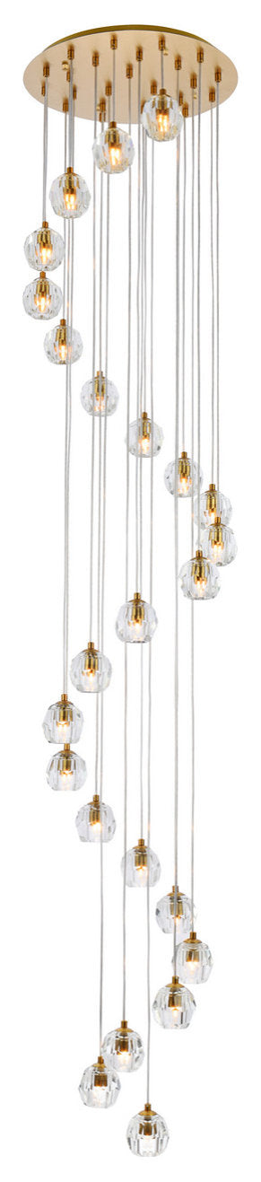 Eren 24-Light Pendant, Gold With Clear Royal Cut Crystal, 18.5"By Elegant Furniture & Lighting