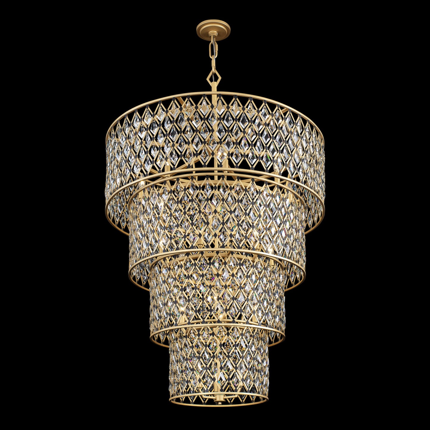 Windsor 21-Lt 4-Tier Crystal Chandelier - French Gold/Matte BlackBy Varaluz