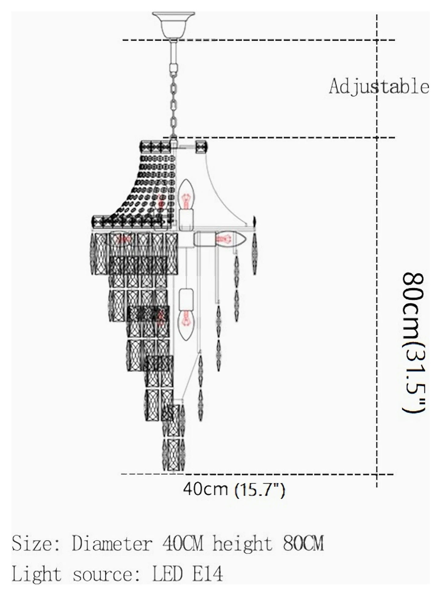 La Croix-sur-Roudoule | Duplex Spiral Crystal Stairway Chandelier, Dia15.8"By Miron Demid LLC