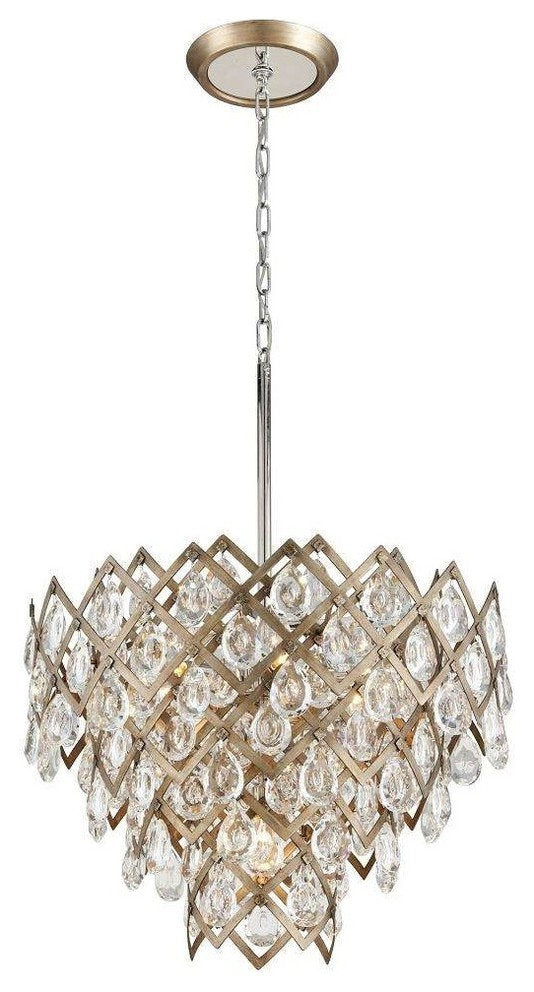Tiara 7-Light Pendant Dining, Vienna Bronze, Clear Crystal DropsBy Corbett Lighting