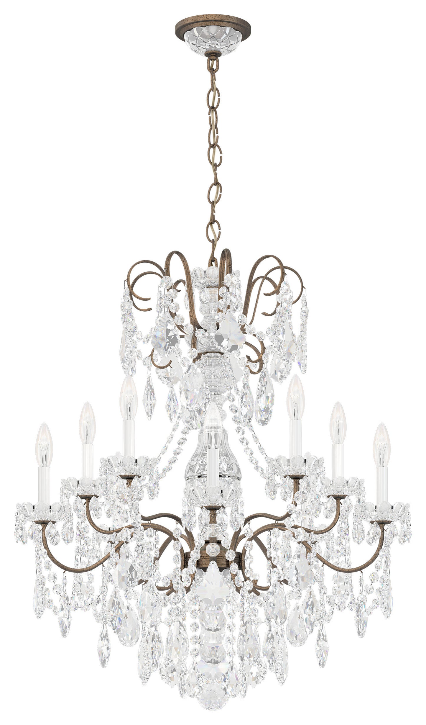New Orleans 10 Light Chandelier Etruscan Gold Crystals SwarovskiBy Schonbek