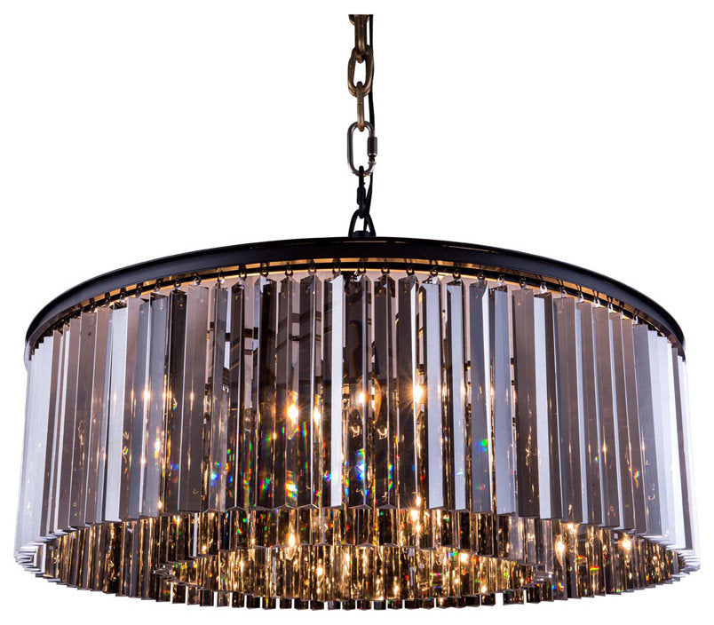 Sydney 10-Light Pendant, Matte Black With Grey Royal Cut CrystalBy Elegant Furniture & Lighting