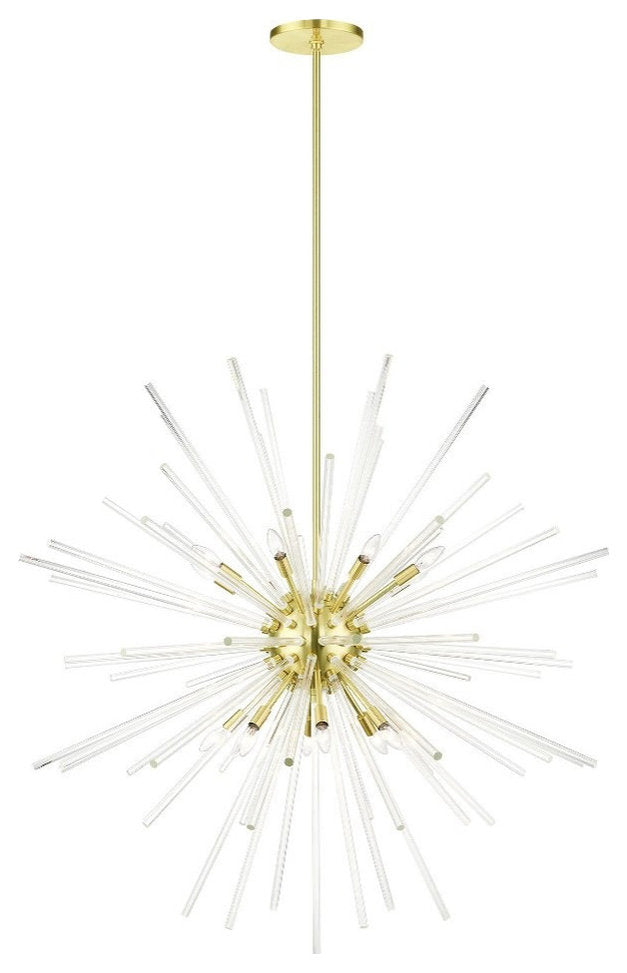 Mid Century Modern Sixteen Light Chandelier-Satin Brass Finish - ChandelierBy Bailey Street Home