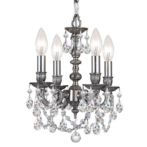 Four-Light Pewter Clear Majestic Crystal Mini Chandeler